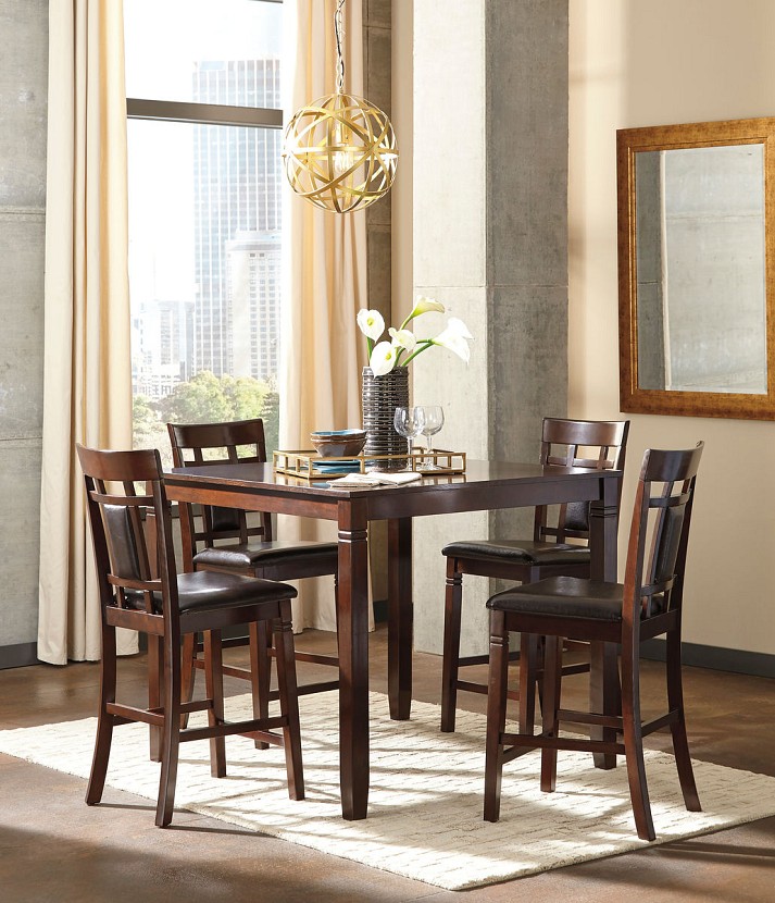 Rent-to-Own the Bennox Brown 5 Pc. Counter Height Dining Set at Happy's Home Center serving Tampa, FL and surrounding areas!